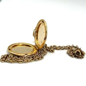 Vintage Gold Locket Necklace- 24inch chain